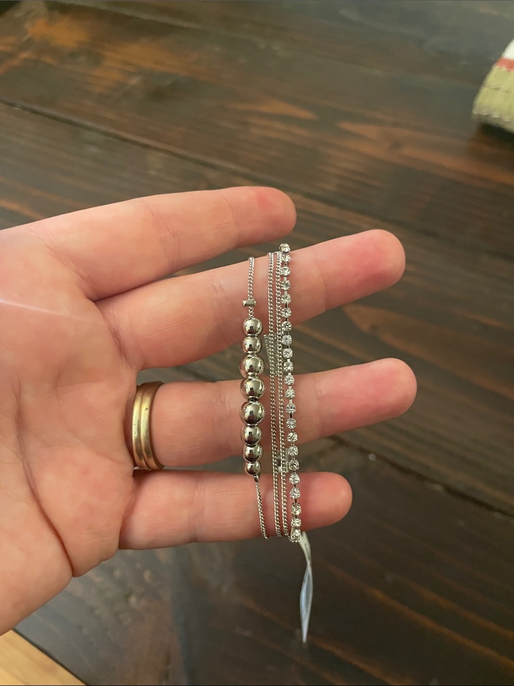 Versona Silver-Tone Multi Strand Beaded and Crystal Bracelet D01 6706